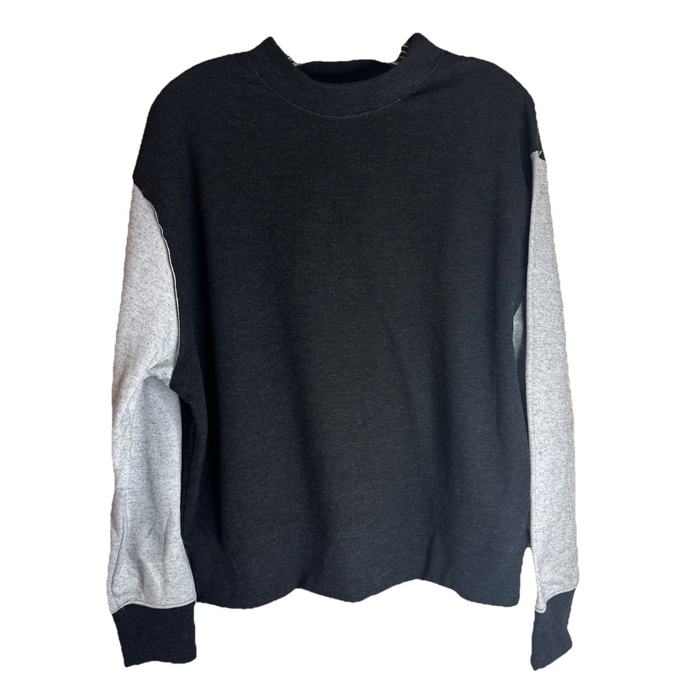 NWT Calme By Johnny Was Women's Mock Neck‎ Cozy Sweatshirt Black/Gray Sz Medium